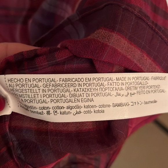 Massimo Dutti raspberry plaid sheer top. - Picture 4 of 5